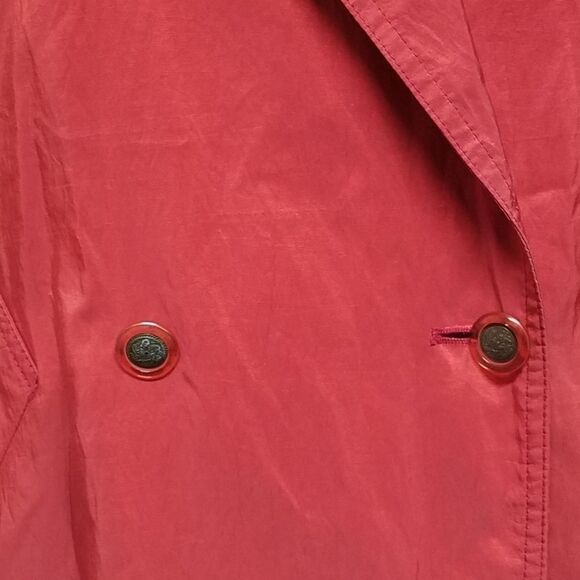 Rare Vintage 70s London Fog Red Taffeta Double Breasted Notched Collar Raincoat - Picture 5 of 16